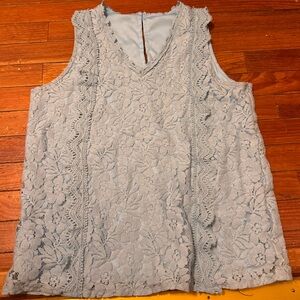 Chic Nation Lace Sleeveless Blouse - Soft Blue